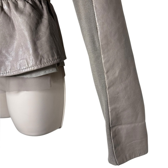 Twin Set Simona Barbieri Size small 100% Genuine Lamb Leather Beige/Gray jacket - Picture 8 of 17